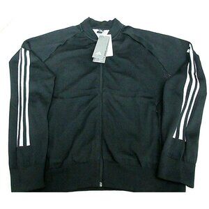 Adidas Women's ID Knit Bomber Full Zip Track Jacket Black White Stripe NWT